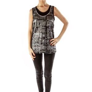 NWOT Simply Vera Vera Wang sequin two-tone tank XL